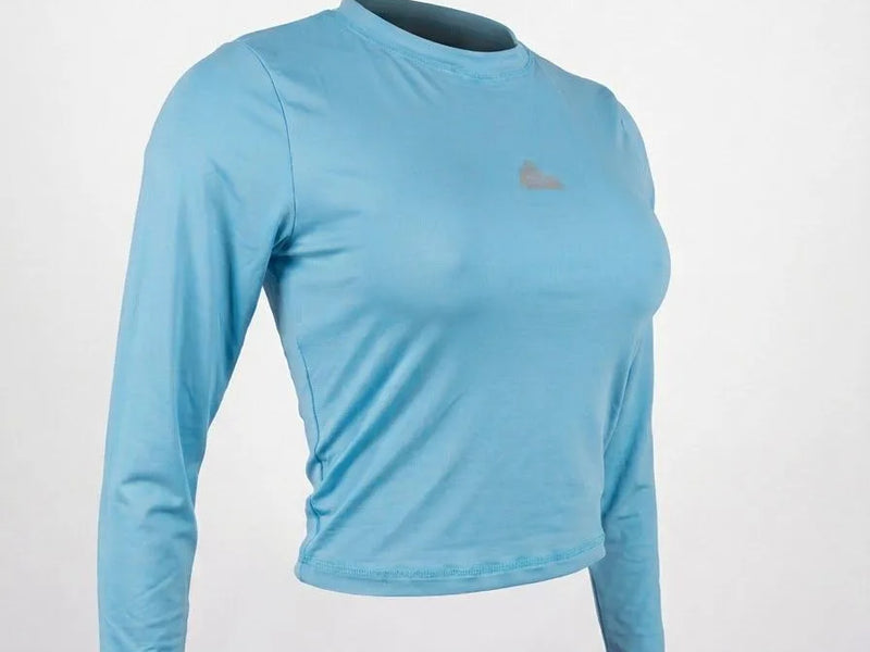 Crop Top Manga Larga - Mujer - Color Azul-aguamarina
